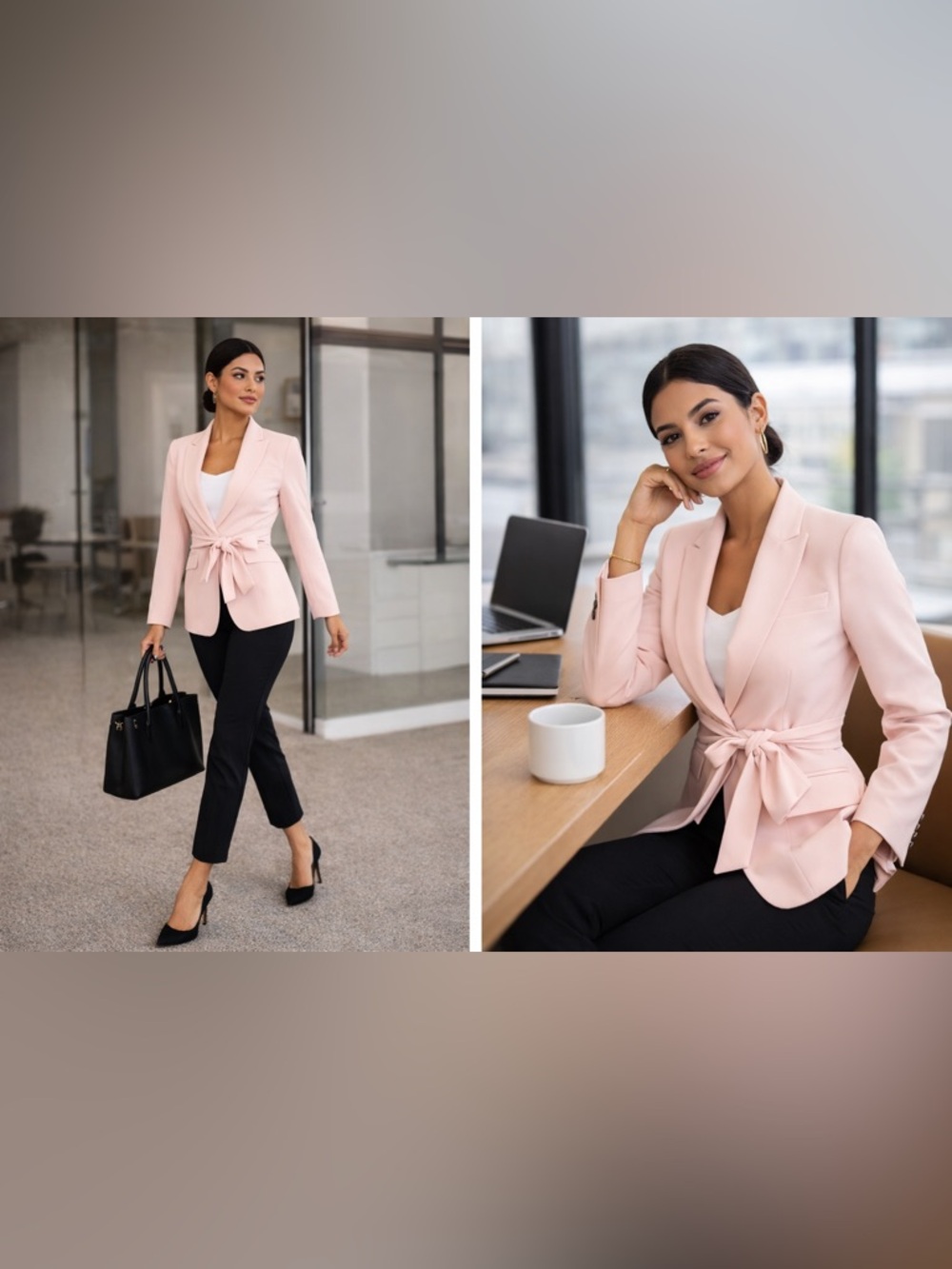 Banana Republic Blush Pink Blazer ✨ Belted Office Chic Size 2
